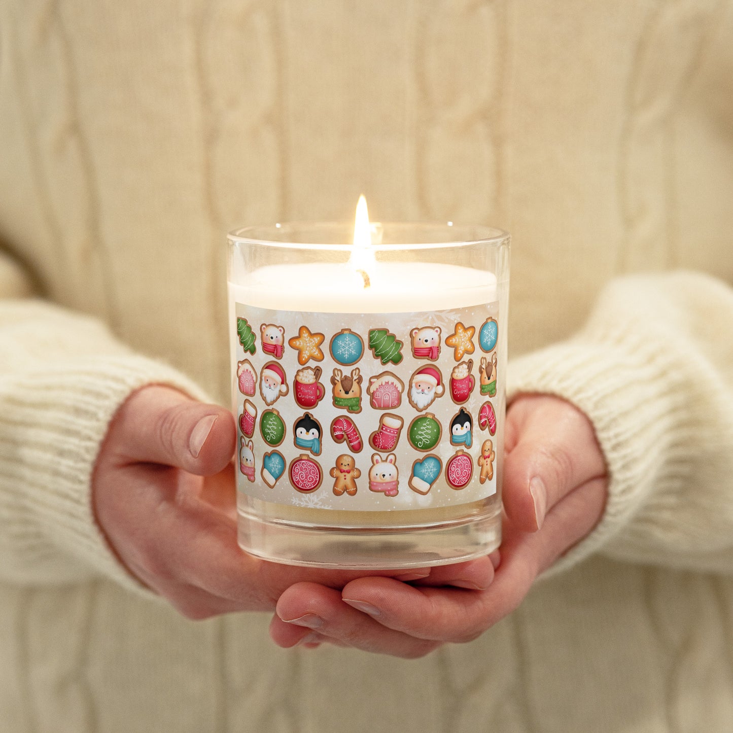 Cute Christmas Cookie | Glass jar soy wax candle
