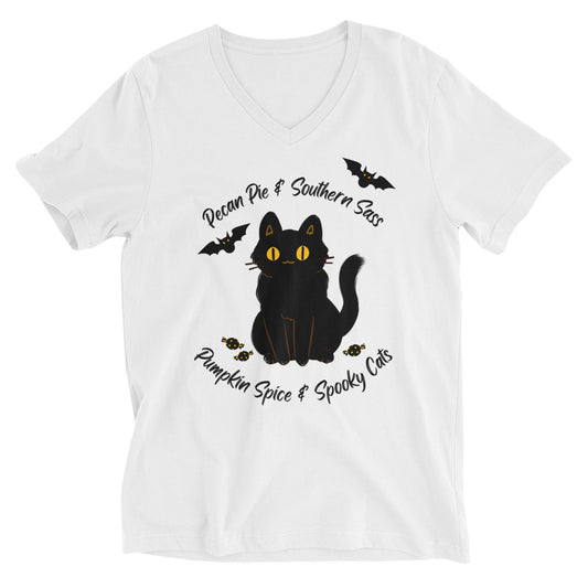 Spooky Cat | Unisex V-Neck T-Shirt