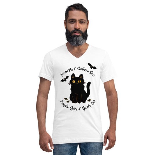 Spooky Cat | Unisex V-Neck T-Shirt